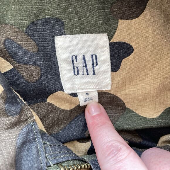 Gap Camo Utility Jacket Flap Pocket Military Full Zip Gorpcore Womens Medium - Picture 6 of 14